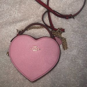 Coach pink heart crossbody bag